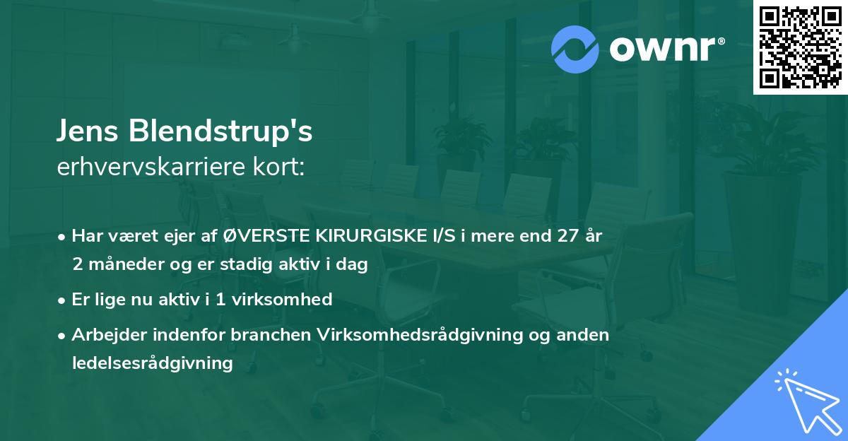 Jens Blendstrup's erhvervskarriere kort