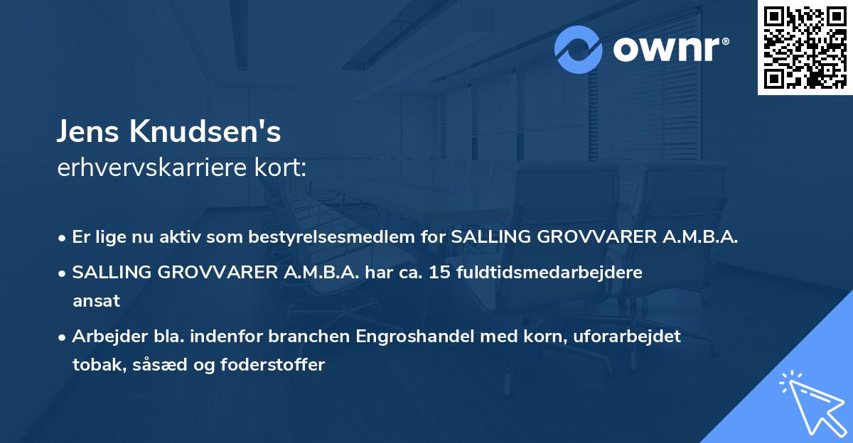 Jens Knudsen's erhvervskarriere kort