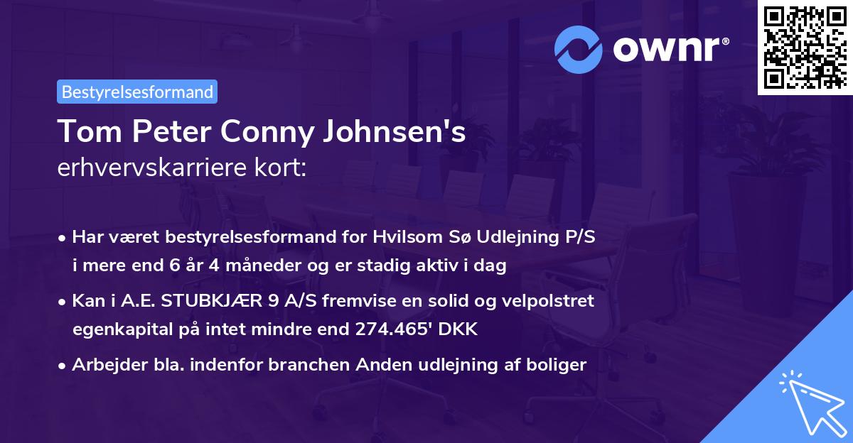 Tom Peter Conny Johnsen's erhvervskarriere kort