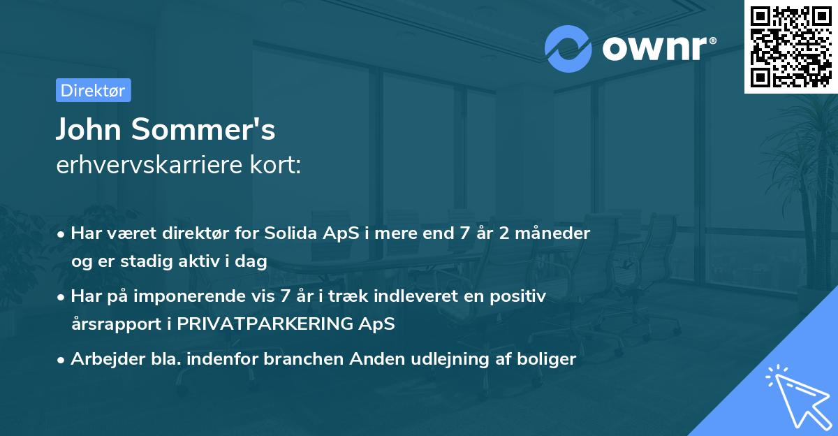 John Sommer's erhvervskarriere kort