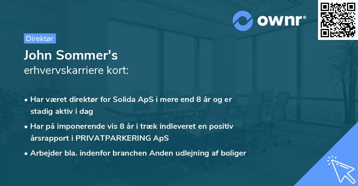 John Sommer's erhvervskarriere kort