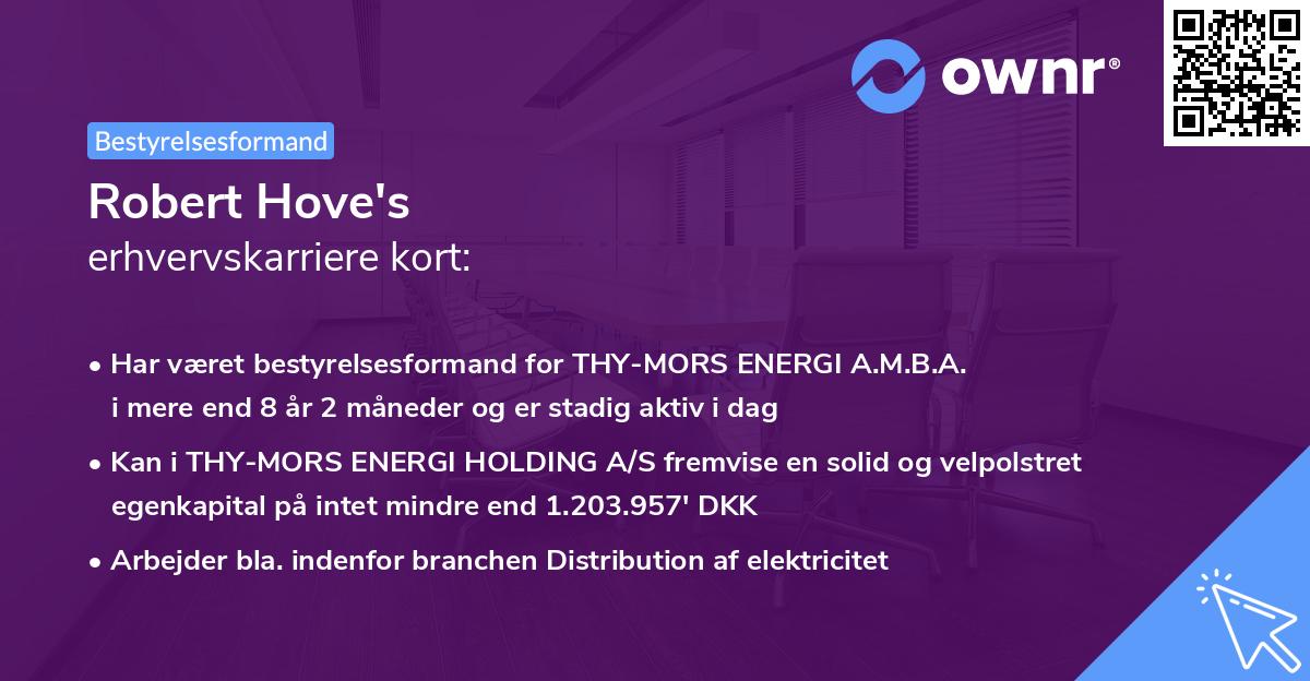 Robert Hove's erhvervskarriere kort