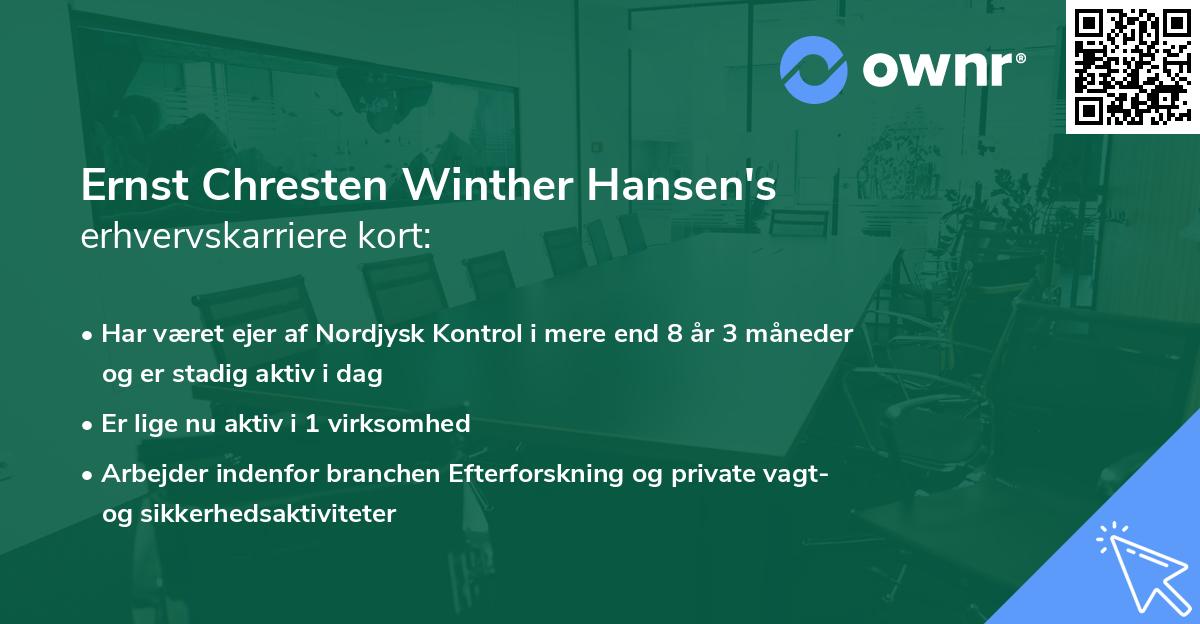 Ernst Chresten Winther Hansen's erhvervskarriere kort