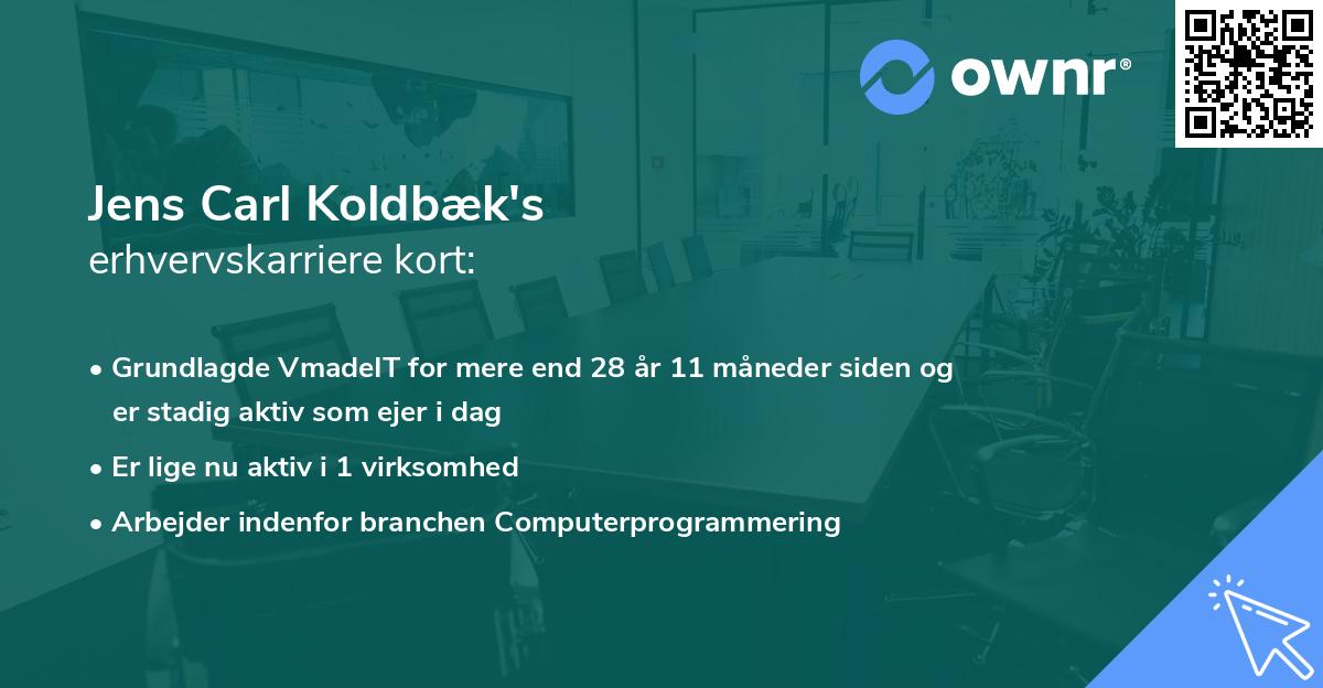 Jens Carl Koldbæk's erhvervskarriere kort
