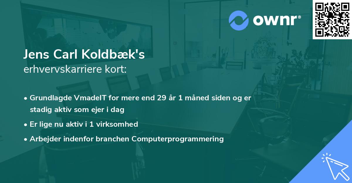 Jens Carl Koldbæk's erhvervskarriere kort