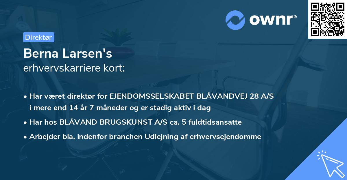 Berna Larsen's erhvervskarriere kort