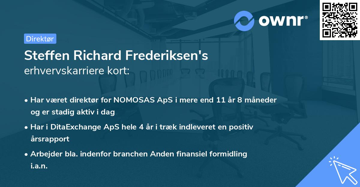 Steffen Richard Frederiksen's erhvervskarriere kort