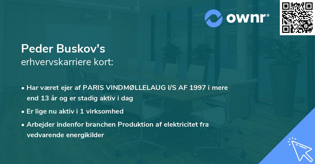 Peder Buskov's erhvervskarriere kort