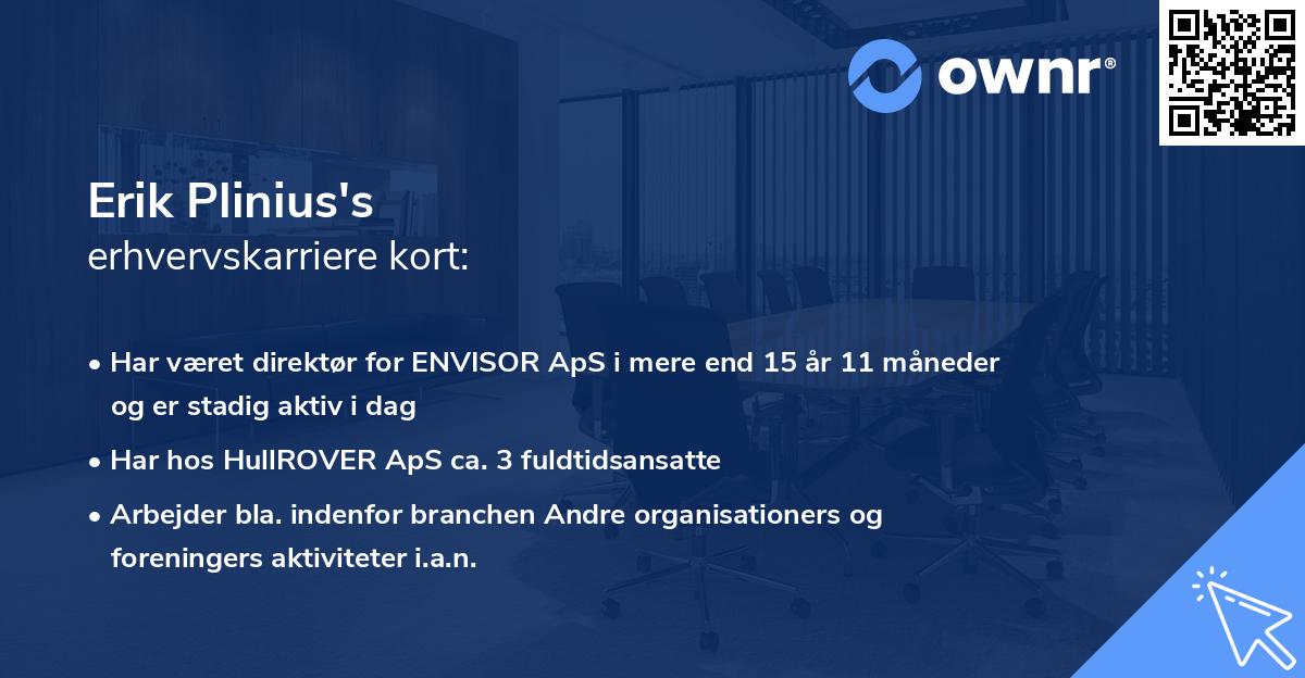 Erik Plinius's erhvervskarriere kort