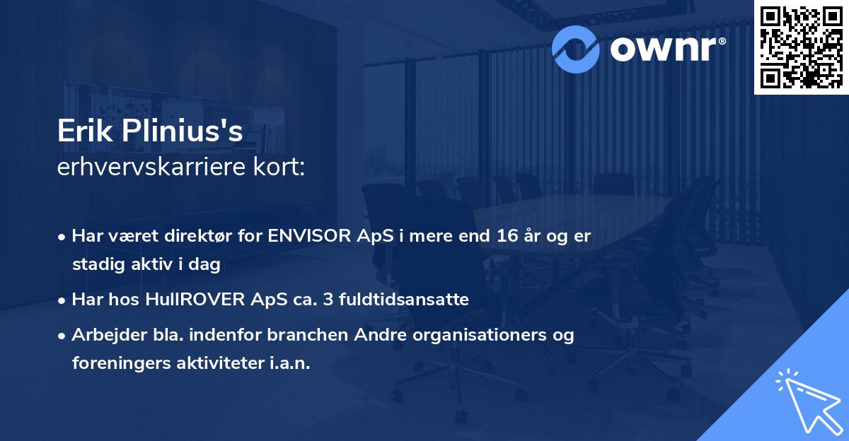 Erik Plinius's erhvervskarriere kort