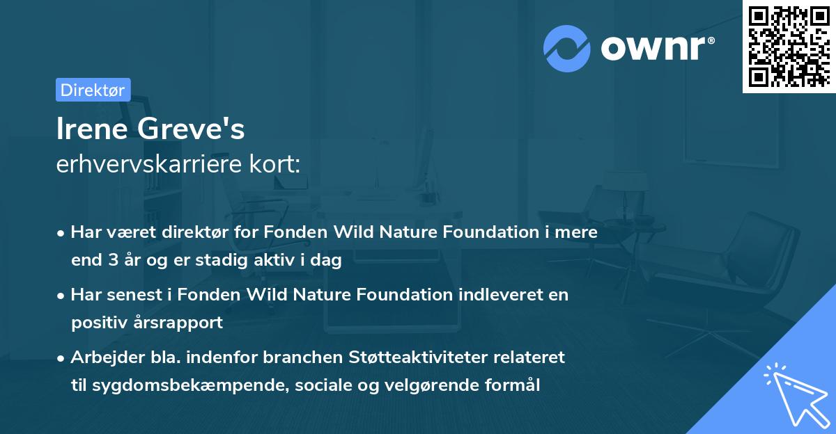 Irene Greve's erhvervskarriere kort