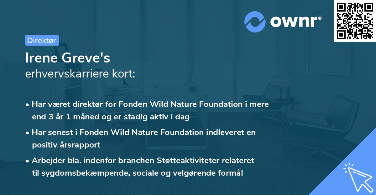 Irene Greve's erhvervskarriere kort