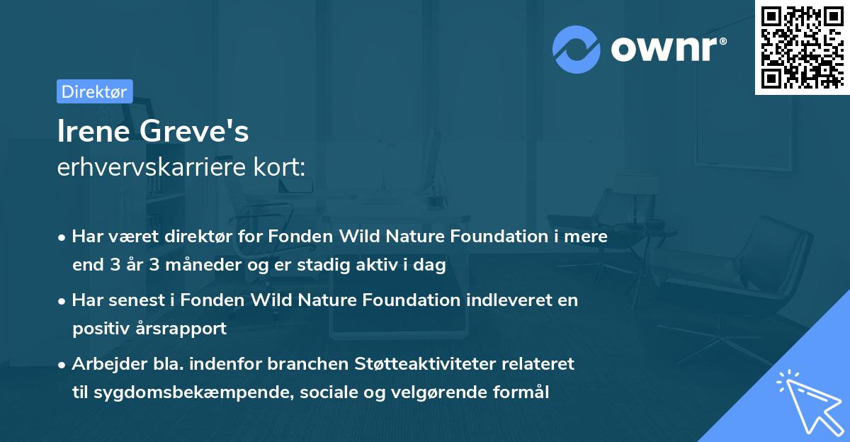 Irene Greve's erhvervskarriere kort