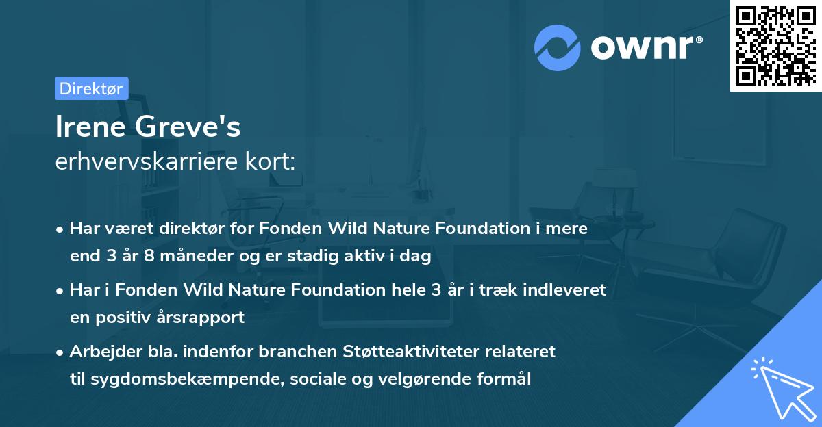 Irene Greve's erhvervskarriere kort