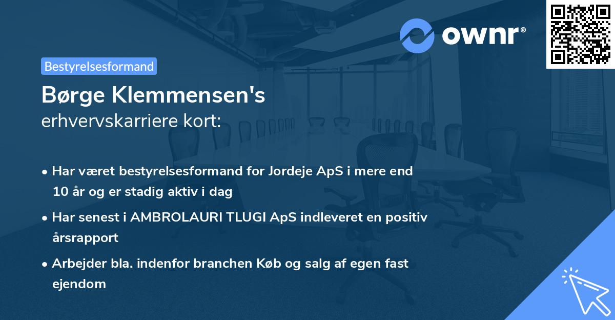 Børge Klemmensen's erhvervskarriere kort