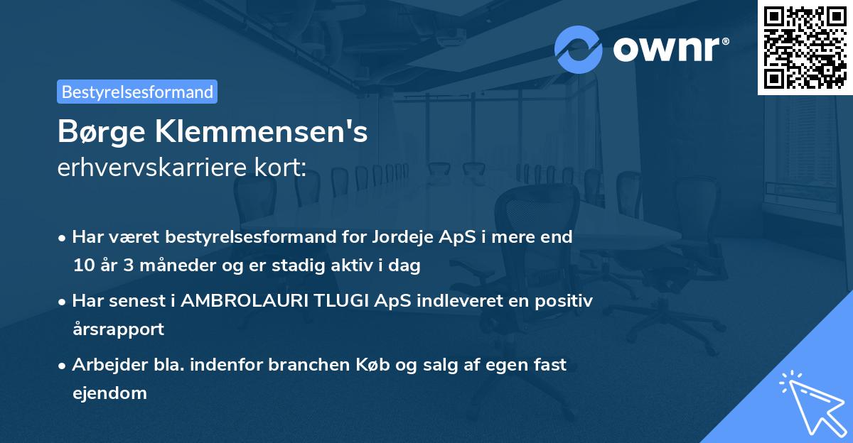 Børge Klemmensen's erhvervskarriere kort