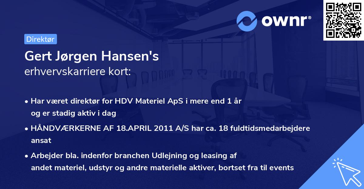 Gert Jørgen Hansen's erhvervskarriere kort