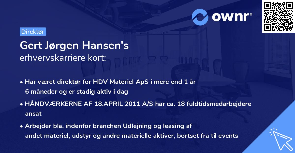 Gert Jørgen Hansen's erhvervskarriere kort