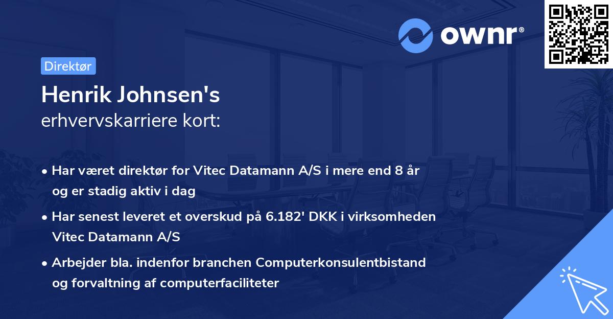 Henrik Johnsen's erhvervskarriere kort