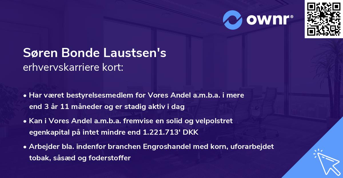 Søren Bonde Laustsen's erhvervskarriere kort