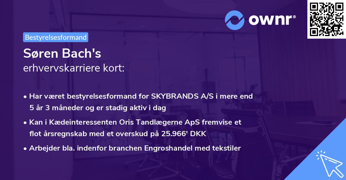 Søren Bach's erhvervskarriere kort