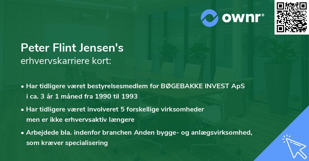 Peter Flint Jensen's erhvervskarriere kort