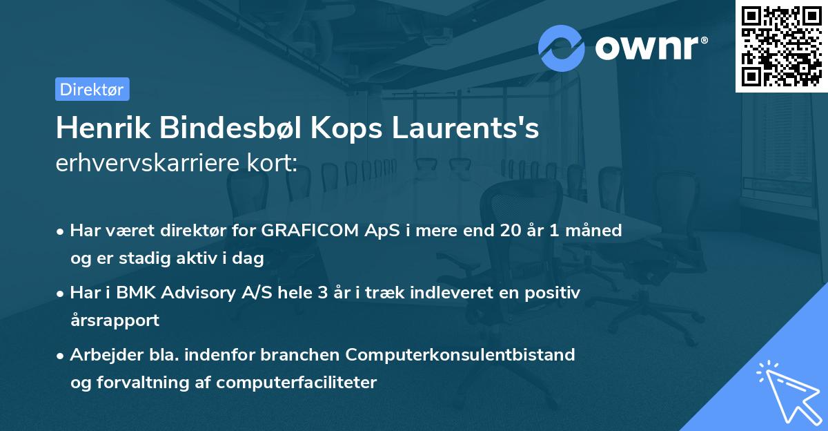 Henrik Bindesbøl Kops Laurents's erhvervskarriere kort