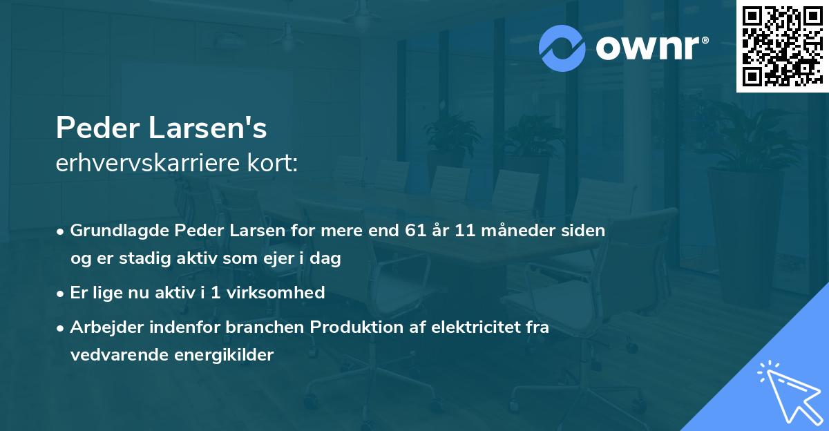 Peder Larsen's erhvervskarriere kort