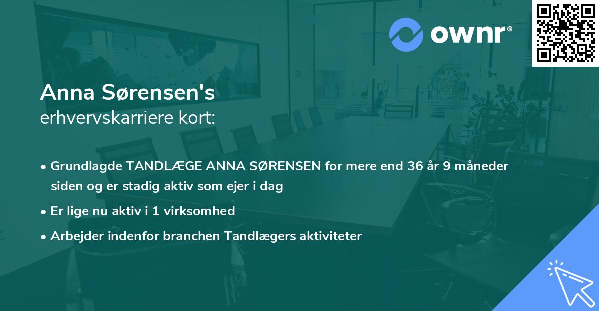 Anna Sørensen's erhvervskarriere kort