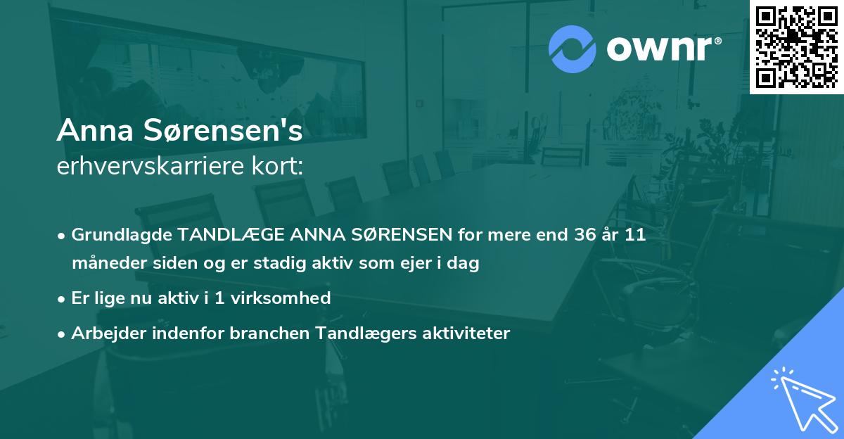 Anna Sørensen's erhvervskarriere kort