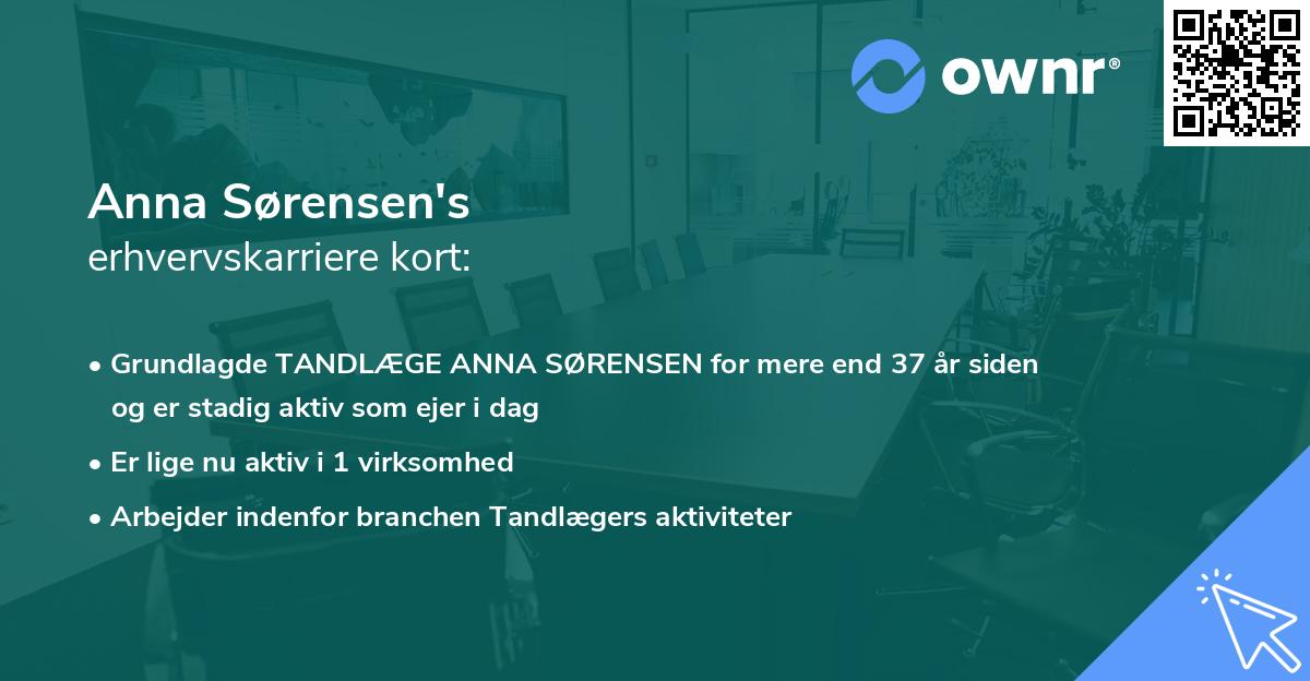 Anna Sørensen's erhvervskarriere kort