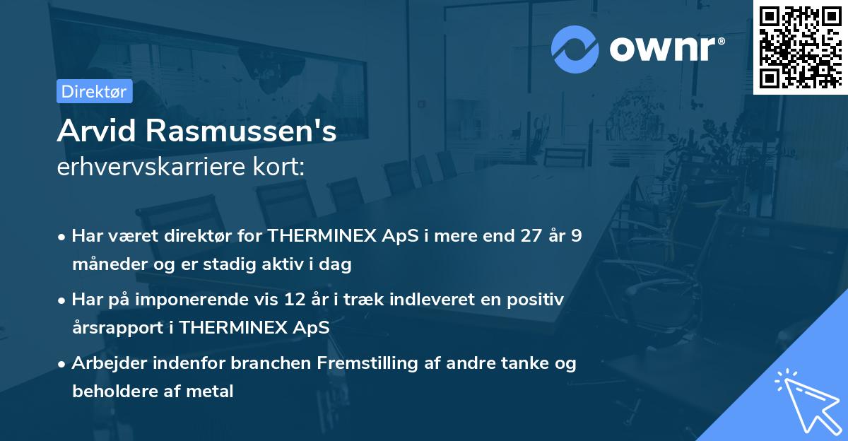 Arvid Rasmussen's erhvervskarriere kort
