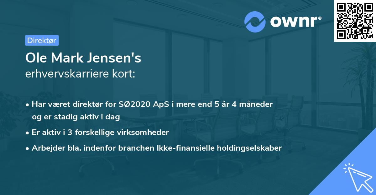 Ole Mark Jensen's erhvervskarriere kort