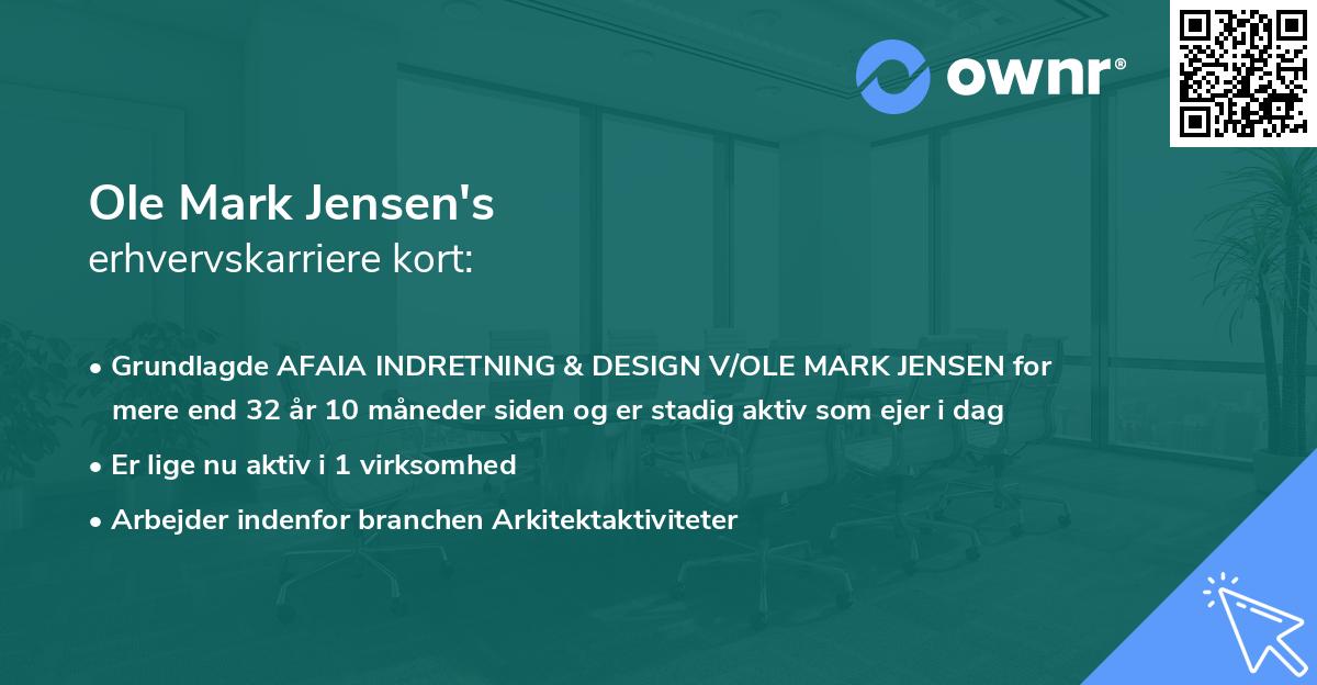 Ole Mark Jensen's erhvervskarriere kort