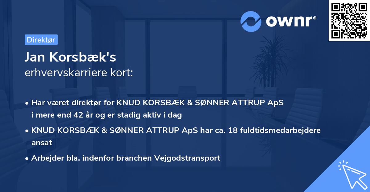 Jan Korsbæk's erhvervskarriere kort