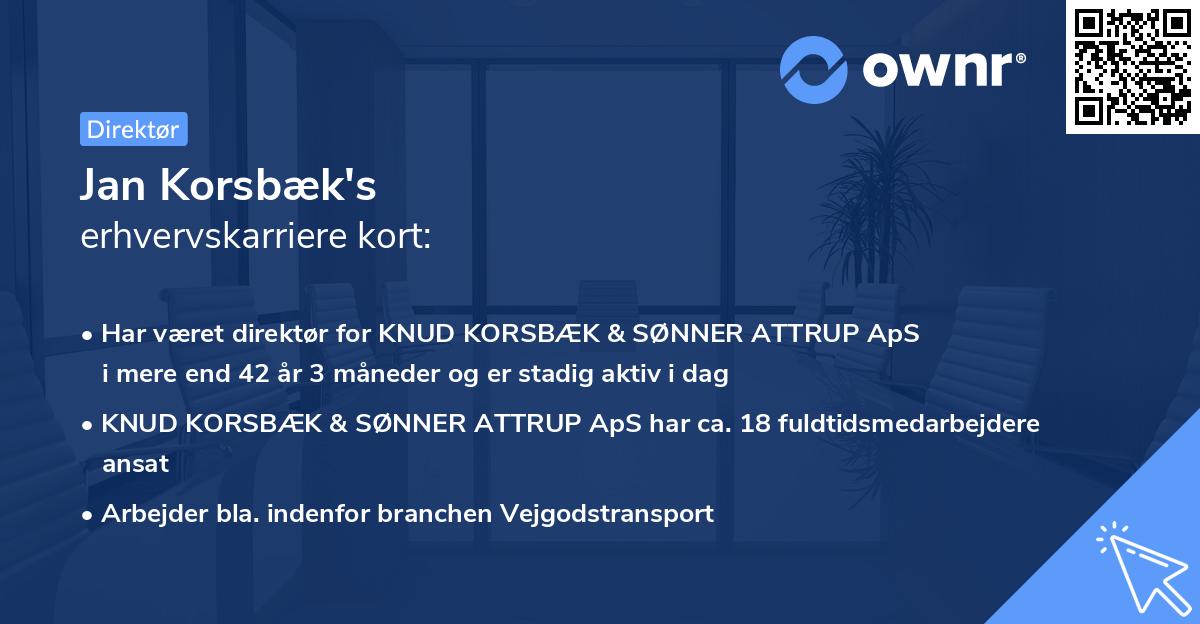 Jan Korsbæk's erhvervskarriere kort