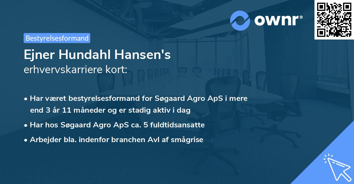 Ejner Hundahl Hansen's erhvervskarriere kort