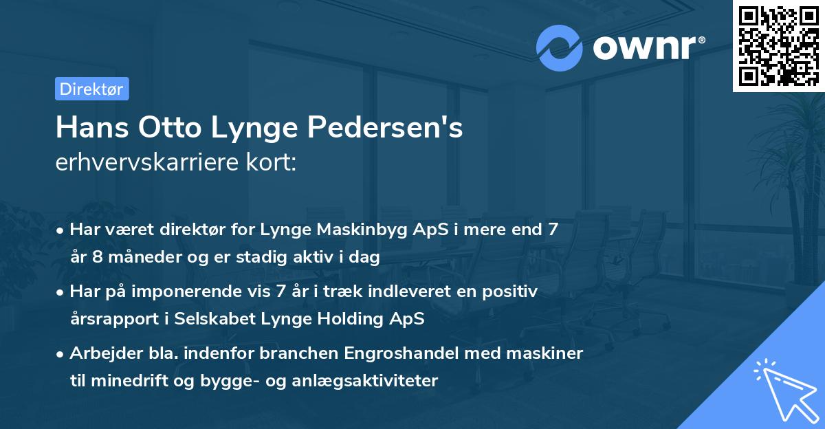 Hans Otto Lynge Pedersen's erhvervskarriere kort