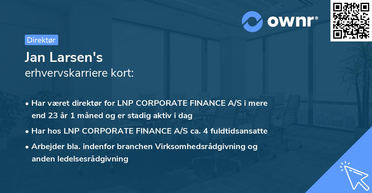 Jan Larsen's erhvervskarriere kort