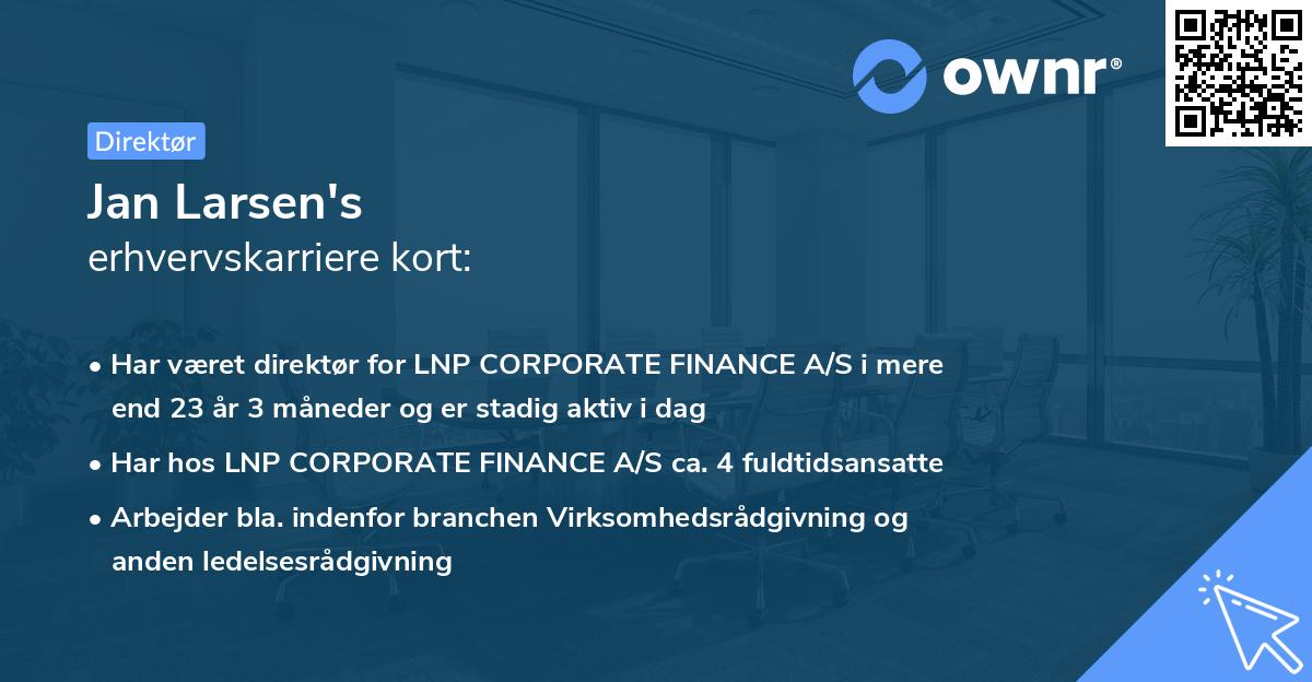Jan Larsen's erhvervskarriere kort