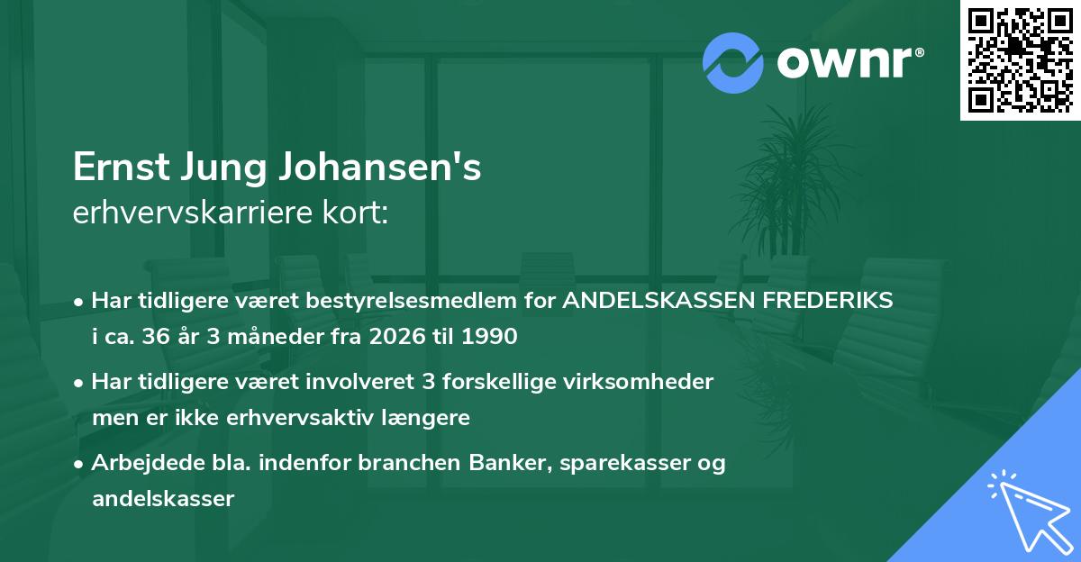 Ernst Jung Johansen's erhvervskarriere kort