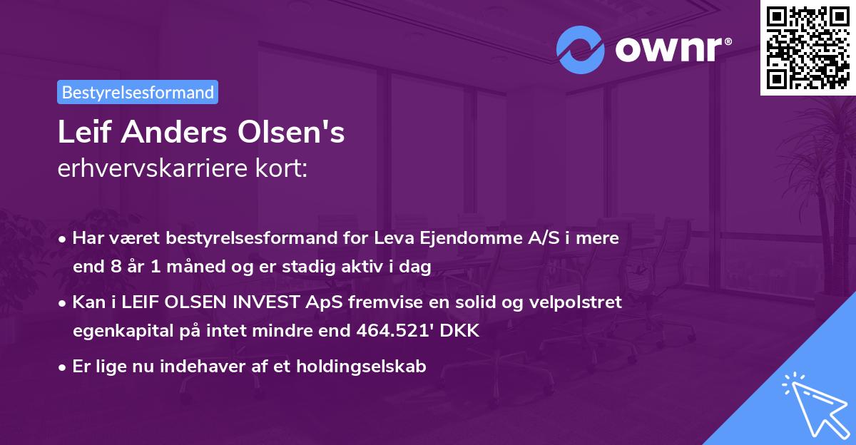 Leif Anders Olsen's erhvervskarriere kort