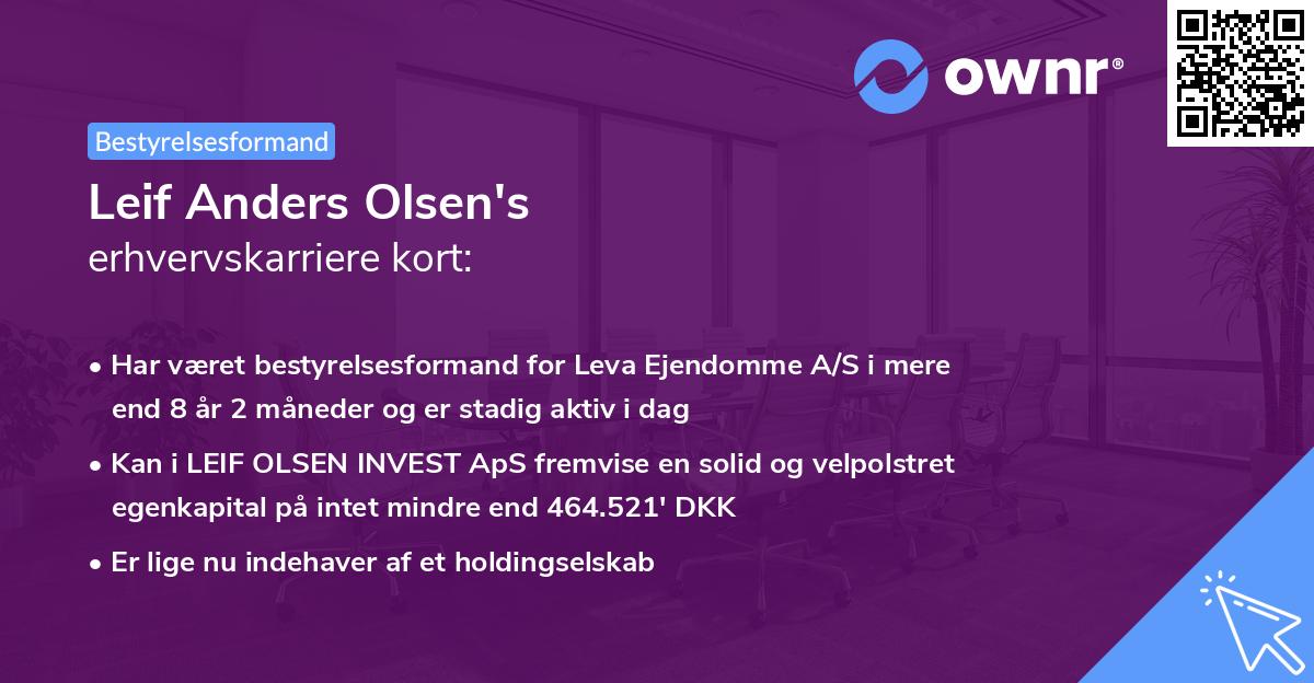 Leif Anders Olsen's erhvervskarriere kort