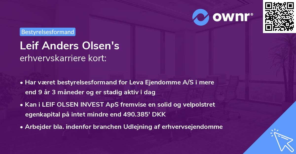 Leif Anders Olsen's erhvervskarriere kort