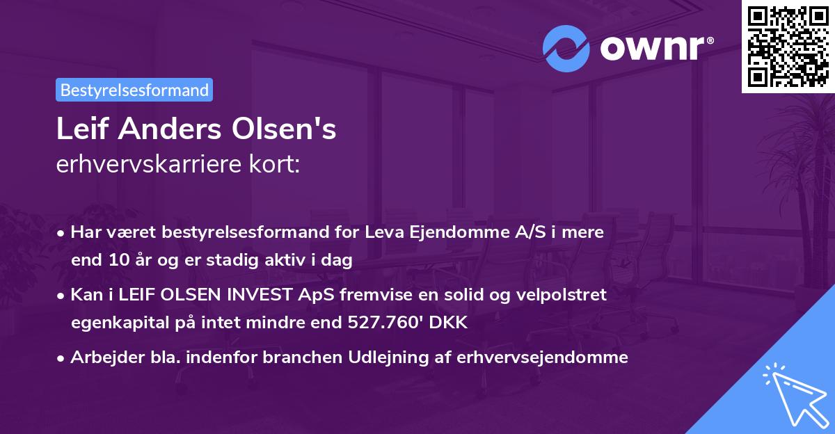 Leif Anders Olsen's erhvervskarriere kort