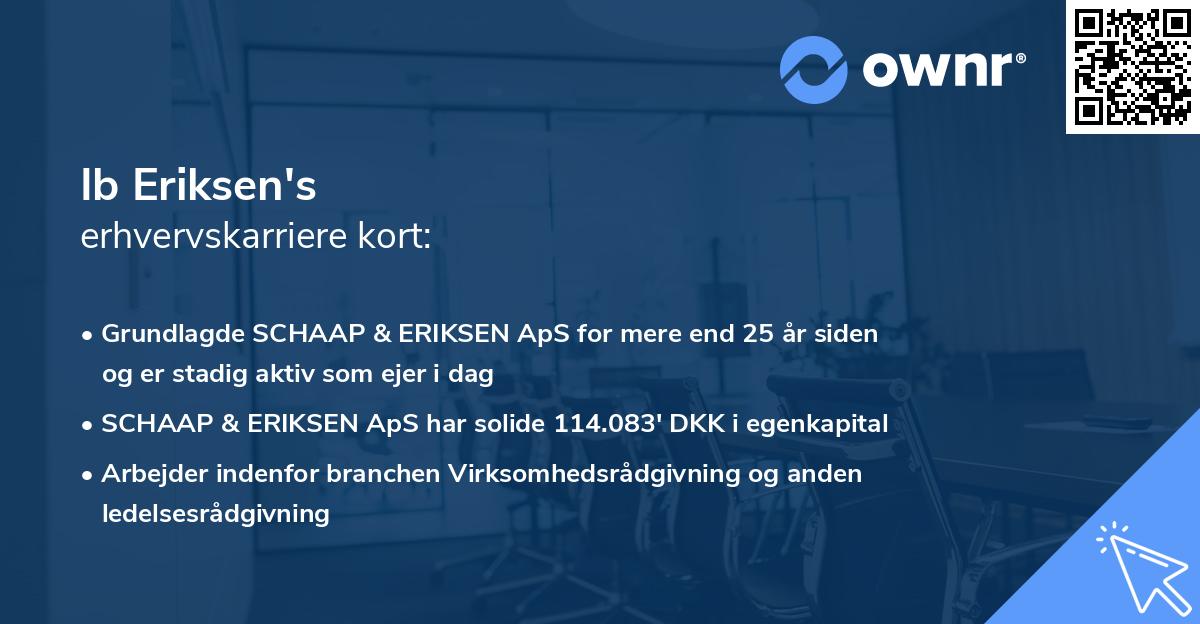 Ib Eriksen's erhvervskarriere kort