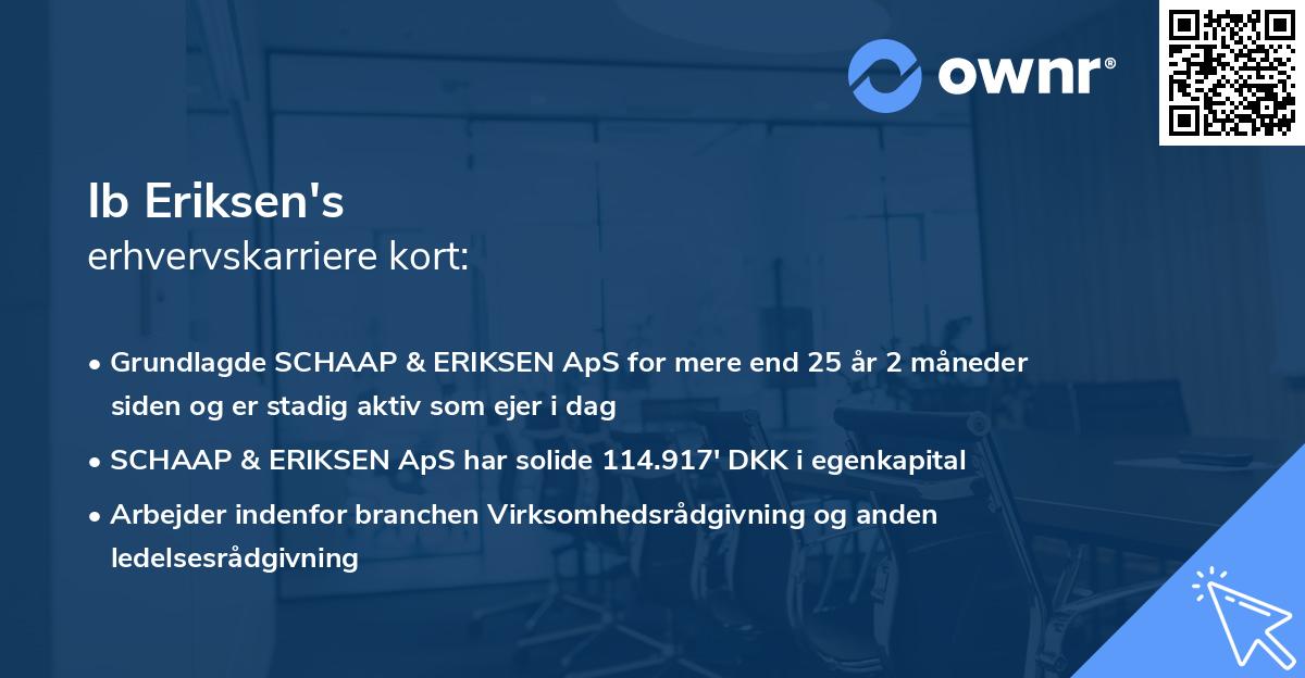 Ib Eriksen's erhvervskarriere kort