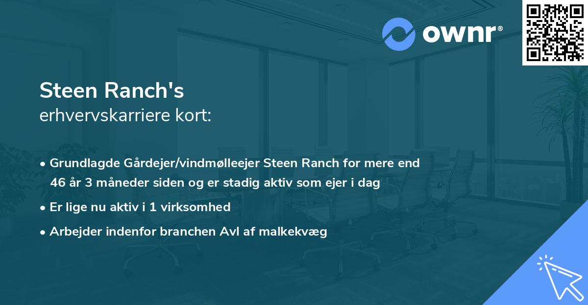 Steen Ranch's erhvervskarriere kort