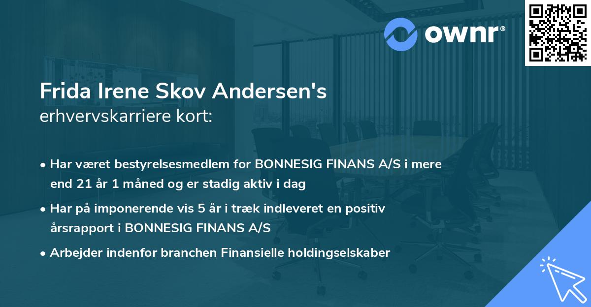 Frida Irene Skov Andersen's erhvervskarriere kort
