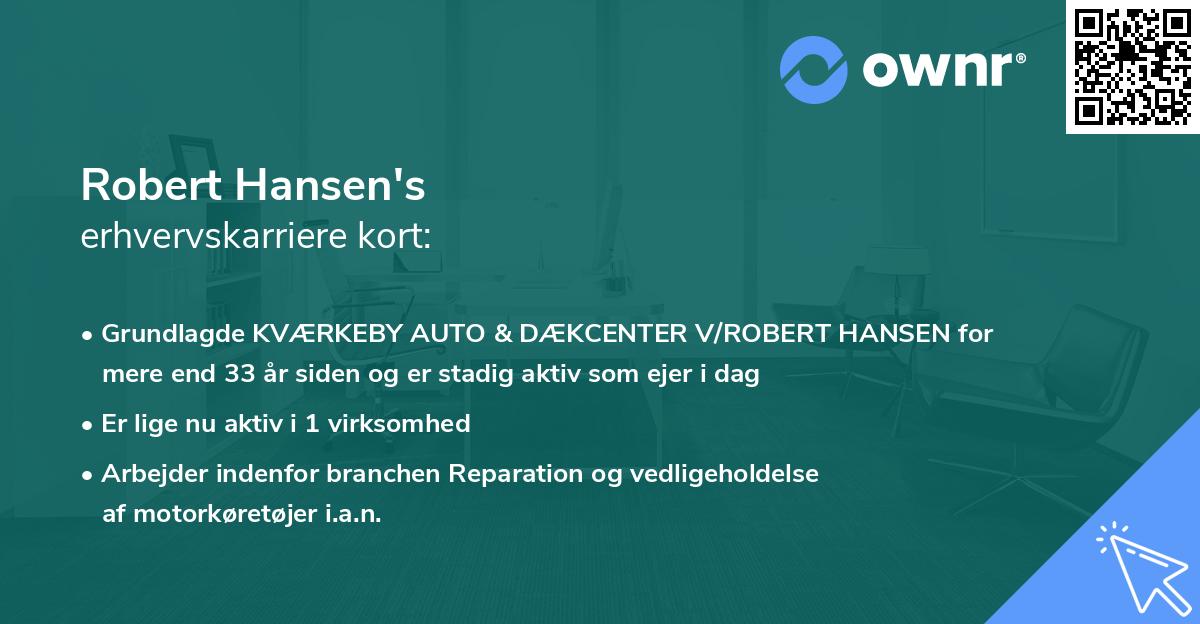 Robert Hansen's erhvervskarriere kort